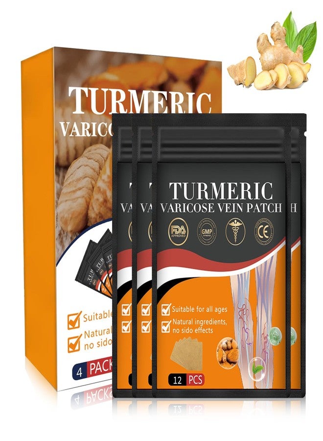 Wanban 48 PCS Turmeric Varicose Vein Patch Natural Relief Treatment for Legs, Spider Varicose Vein Patch - Image 1